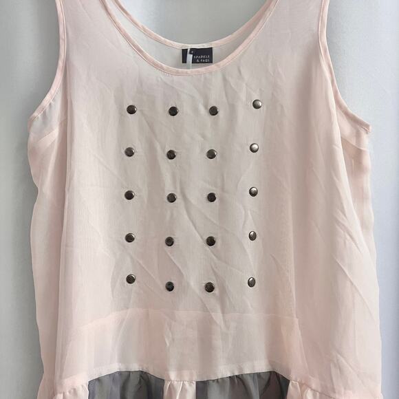 Sparkle & Fade SMALL Pink Studded Embellished Blouse Top Slip Urban Outfitters - Picture 3 of 8